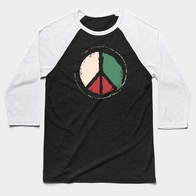 Free Palestine - Peace Symbol Baseball T-Shirt by Distant War